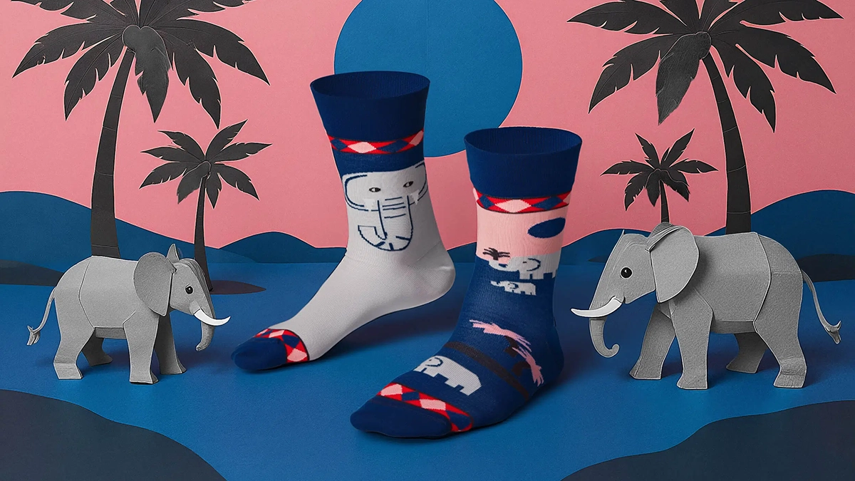 Asymetryczne skarpetki Many Mornigns - Funky Elephant